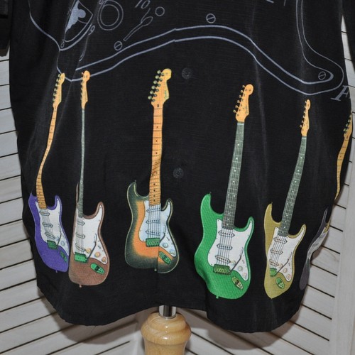 Camisa de Guitarra Fender DaVinci Para Hombres Talla XXL Negra Colorida Botón Frontal Guitarra Arte - Imagen 2 de 8