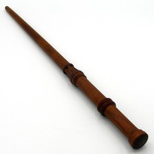 15" Yusuf Kama Hand Turned Mahogany Wood Magic Wand Wizard Witch w/ Velvet Bag