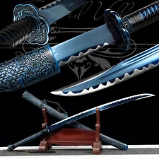 Handmade Katana/Sharpen Sword/Blue/Fighting Master/High Manganese Steel/Combat