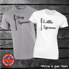 Big Spoon Little Spoon Matching T-shirt Set Mens Ladies Gift Couples Friends