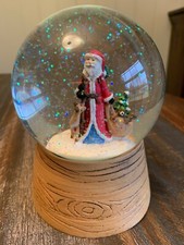 Christmas Water Snow Globe Glitter Santa Claus Reindeer 3.75  Dome Snowglobe EUC