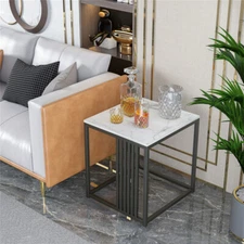 Modern Open Marble Side End Accent Table Square Living Cocktail Table Nightstand