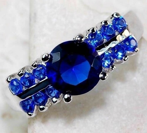 2CT Treated Blue Sapphire 925 Solid Sterling Silver Ring Jewelry Sz 7 UB4-7
