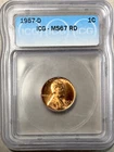1957-D Lincoln Wheat Cent MS67 RD ICG LUSTER SHINE!!
