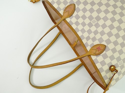 Louis Vuitton Neverfull MM N41605 Damier Azur Canvas Schultertasche Tasche Weiß - Bild 4 von 10