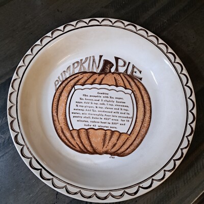 Pumpkin Pie Plate 10.5'' Pie Recipe Deep Serving Dish Thanksgiving