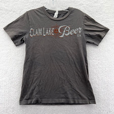 Canvas Clam Lake Beer Shirt Womens Small Gray Top Michigan USA Made Bar Pub