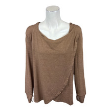 Cuddl Duds Women's Brushed Knit Hoodie Tunic Partridge Brown Heather Small Size
