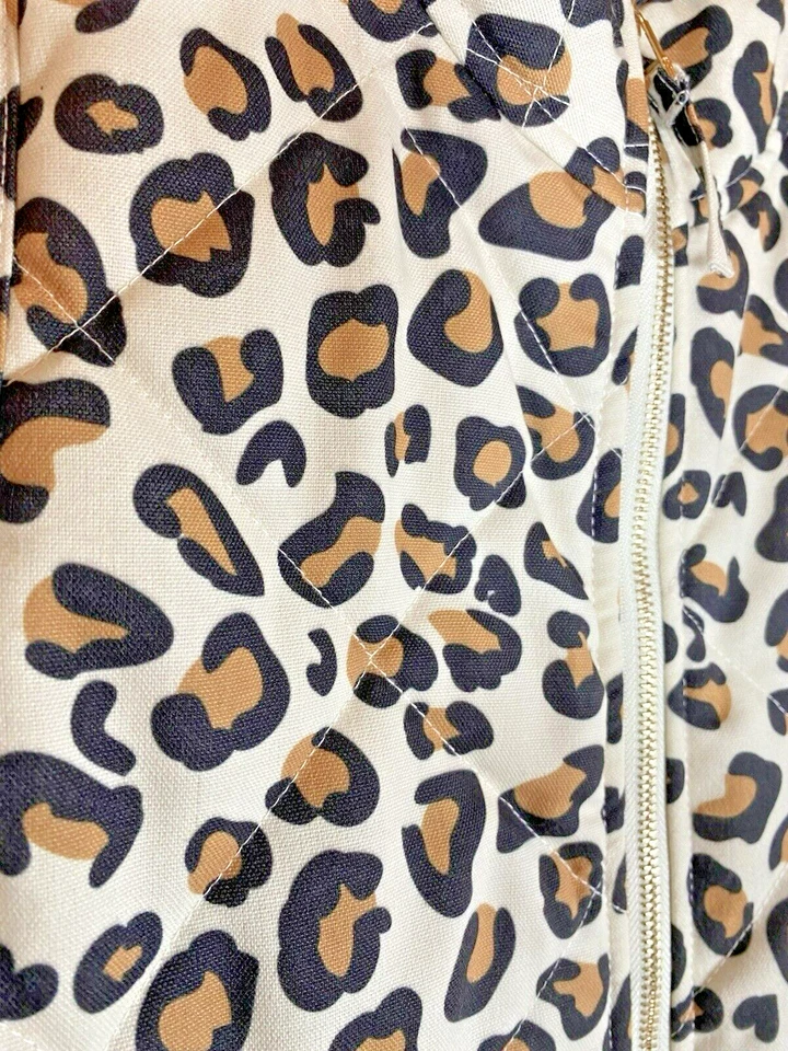 Mud Pie Quilted Vest Womens Leopard Print Puff Full Zip Lined Brodie Vest SMALL - Image 3 of 4