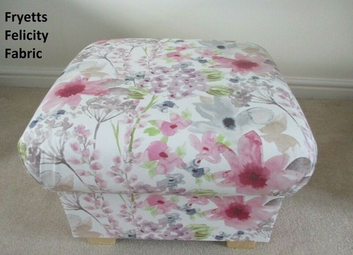 Footstools Pouffes in Fryetts Fabrics Peacocks Accent Ochre Stag Patchwork Dogs - Picture 10 of 101