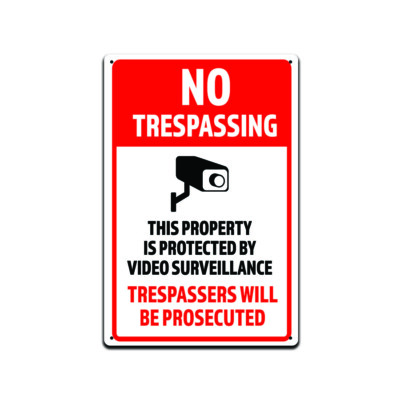 Private Property No Trespassing Soliciting Loitering  Video Aluminum sign 8x12