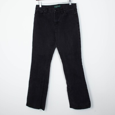 Lauren Ralph Lauren Womens Black Classic Bootcut Denim Jean Size 6 Embellished