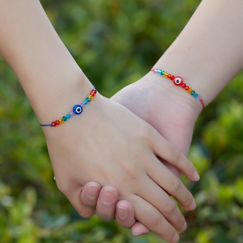 Bracelet femme 2 pièces/ensemble perles arc-en-ciel LGBT bracelet réglable bijoux cadeau neuf - Photo 21 sur 35