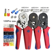 Ferrule Crimping Tool Kit Self-adjustable Ratchet Wire Terminal Crimper Pliers