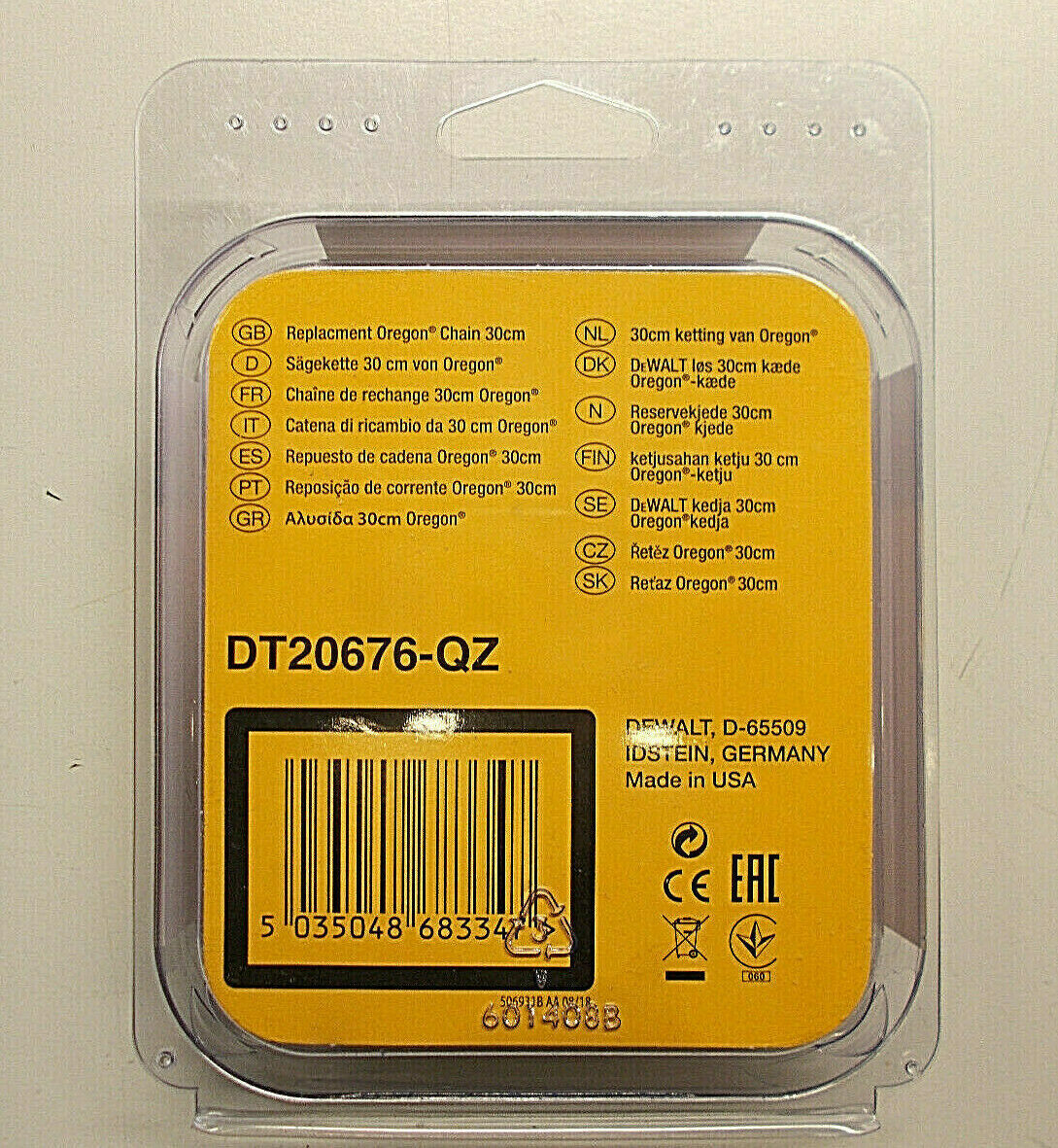 DEWALT Sägekette 20 Cm DT20668-QZ Schwarz/Gelb – Robustes Profi-Zubehör Für Extreme Einsätze