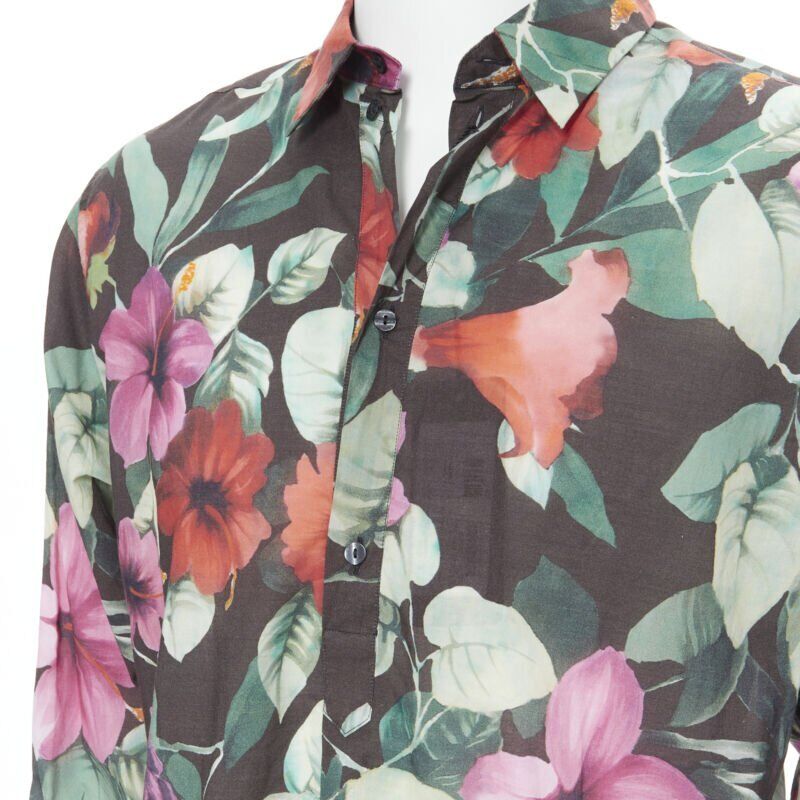 NEW! DOLCE GABBANA Hawaiian floral print cotton long sleeve casual shirt  EU38 S