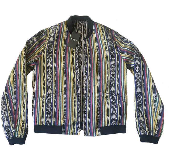 SAINT LAURENT Reversible Striped Cotton-blend Bomber Jacket In Multicolour  sz M | eBay