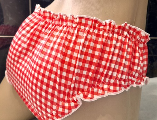 Mädchen 10 Jahre seidig rot Gingham Karo Rüschen Slip Schlüpfer - Damen 4/6 - Bild 6 von 11