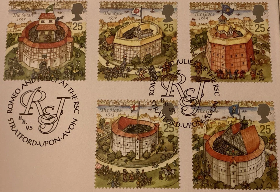 GB QEII 1995 Globe Romeo & Juliet Benham Silk Numbered FDC Stratford SHS Cat £15 - Image 2 of 4
