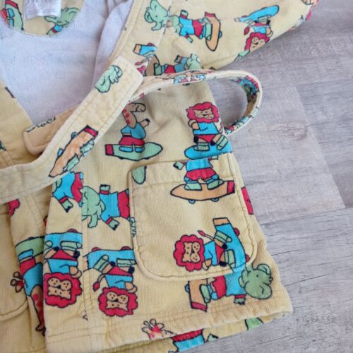 Frette Kids Robe Size M 4/5 Yellow Zoo Animals Skateboarding W Pockets - Picture 3 of 5
