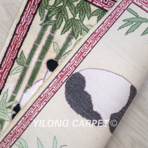 1x1ft Panda Tapestry Villa Hand Knotted Area Rug Mini Silk Carpet 020H - Picture 7 of 7