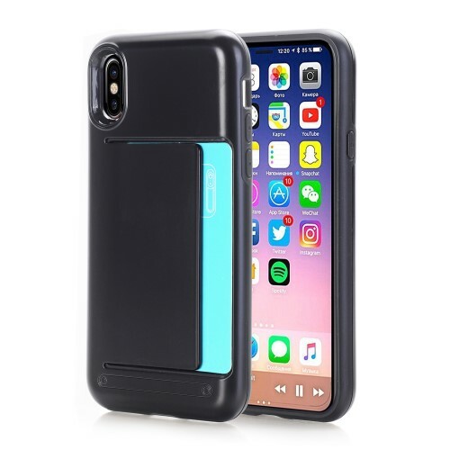 Black Hybrid Card Holder Case for iPhone X/XS 5.8-Inch-image