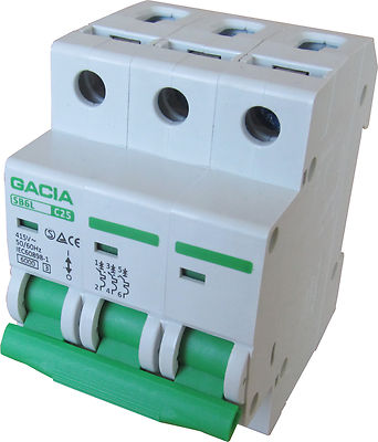 Leitungsschutzschalter GACIA SB6L 3P C25A, Sicherungsautomat MCB