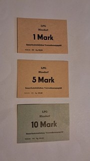 Papiergeld DDR Hinsdorf über 1 00 .5 00 und 10 Mark