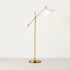 Sour Cream/Brass Hinge Floor Lamp - Hearth & ...