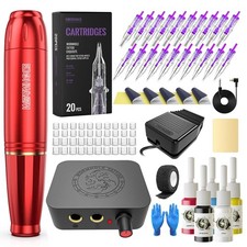 Complete Tattoo Kit for Beginners - Rotary Tattoo Gun, Cartridge Machine, Suppli