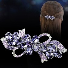 Silver Tone Purple Color Rhinestone Crystal H...
