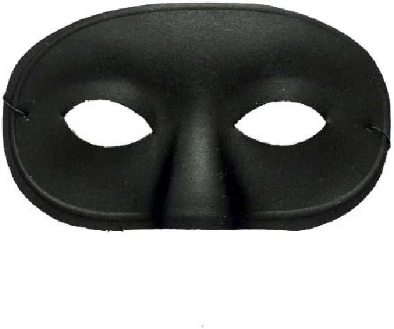 Black Satin Domino Masquerade Venetian Eye Mask Adult Costume Accessory One Size - Image 2 of 2