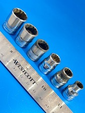 Snap-on Socket Set 3/8” Dr 5/16” to 5/8” 12 PT 6 Pieces T-5-3