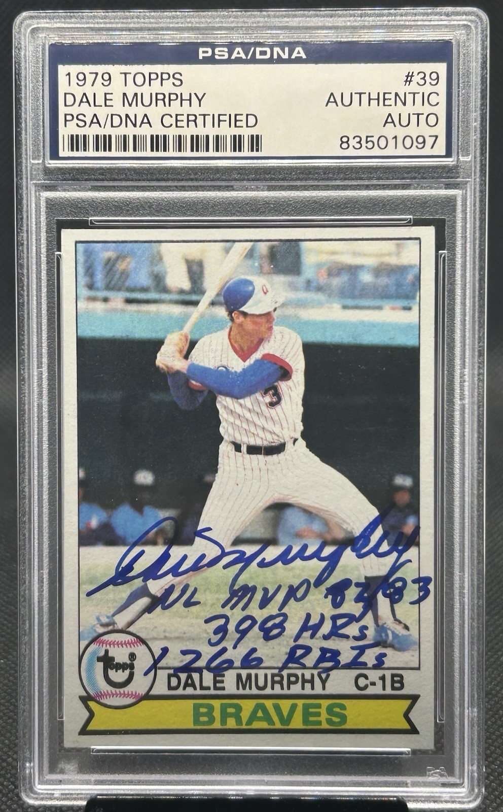1979 Topps Dale Murphy Auto PSA/DNA Stat Card  Inscribed 3 Times Atlanta Braves
