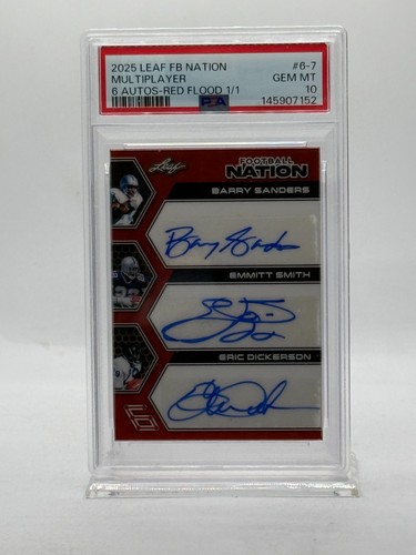 2025 Leaf FB Nation Red Flood (6) HOF INDUCTEES (AUTO - #'d 1/ 1) PSA GEM MT 10