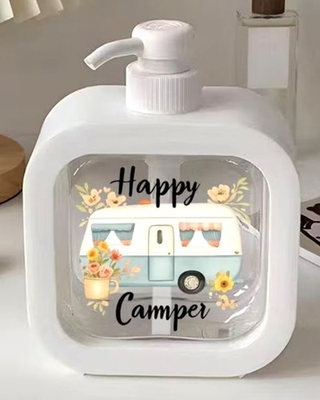 #ad #ad Happy Camper Hand Soap Dispenser Classic Retro RV Van Design Plastic Bath Gift $20.67