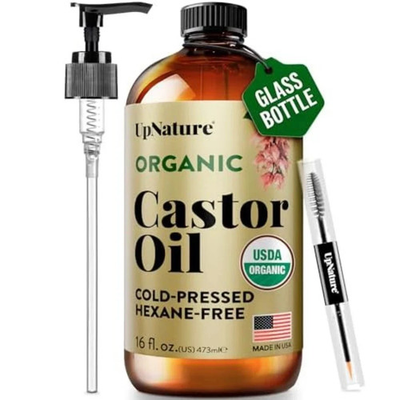#ad Organic Castor Oil in Glass Bottle 16 Oz 100% Pure Cold Pressed Unrefined Cast $18.98