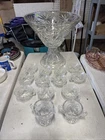 Vintage Anchor Hocking Star Of David Starburst Punch Bowl Set