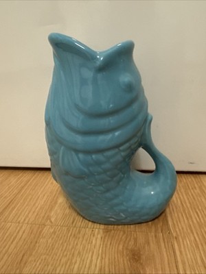 Bistro Brights GURGLING POT Light Blue Koi Fish Jug Vase