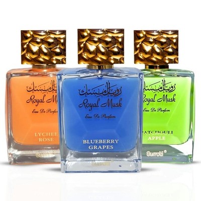 Royal Musk Blueberry Grapes, Patchouli Apple & Lychee Rose EDP 100ml by Surrati