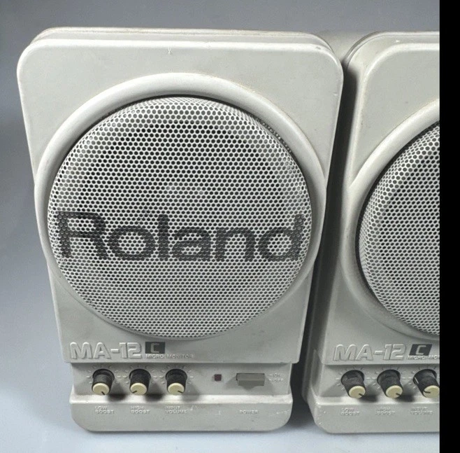 ⭐️Pair of Roland MA-12C Stereo Micro Monitor Speakers w/ Cables⭐️Tested Works⭐️ - Image 2 of 4