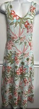 Talbots Dress M Floral Parrots Scoop Neck Maxi Tank Sundress Casual Resortwear