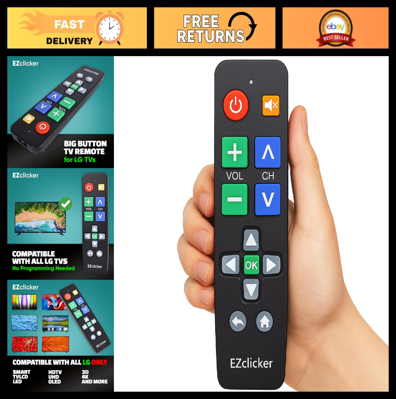For Lg Tvs - Easy To Use, Simplified Design, Blac