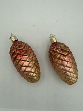 2 Woodland Pine Cone Blown Glass Ornament by Old World Christmas