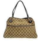 GUCCI Eclipse 121023 Beige Brown Jacquard Leather Tote Bag