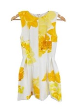 Calvin Klein Yellow & White Fit/Flare A-Line Floral Dress Size 2