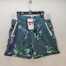 NIKE SPORTSWEAR CLUB GIRLS LARGE FRENCH TERRY SHORTS GREEN FLORAL NWT