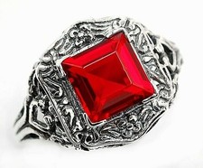 2CT Treated Ruby 925 Solid Sterling Silver Filigree Ring Sz 6 TF1