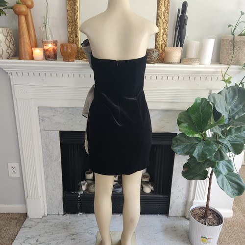 Betsy Adam Black Velour Dress Mini Strapless Flounce Ruffle Sequin Mob Wife Sz 6 - Picture 4 of 12