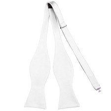 Mens Solid Bowtie Woven Self Tie Bow Ties Tuxedo  Wedding 905-twill White